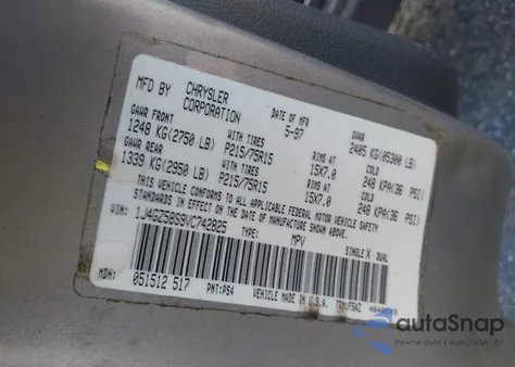 1997 Jeep Grand Cherokee Laredo/Tsi из США, поврежденный, VIN 1J4GZ58S9VC742825